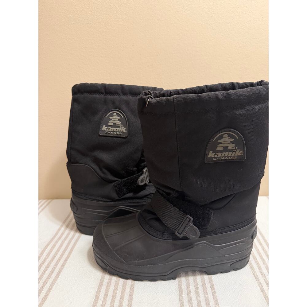 Kamik Canada Black Snow Boots Size 6 Winter Drawstring Adjustable Strap